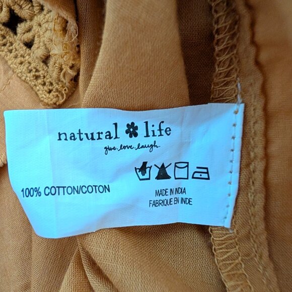 Natural Life Womens Size M Honey Yellow Gold Emma 100% Cotton Crochet Boho Top - Picture 8 of 8